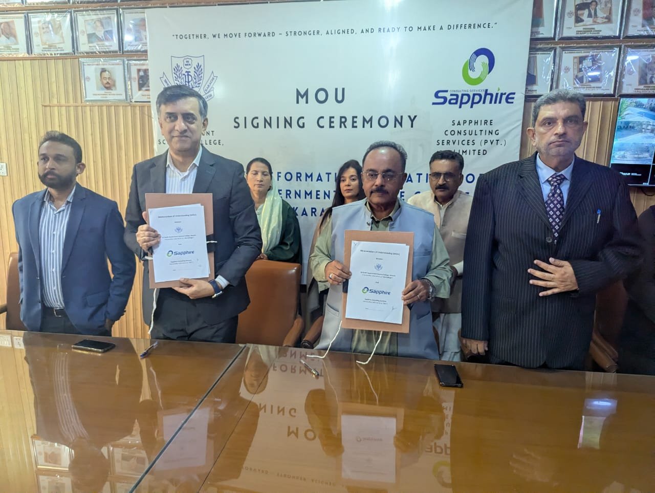 Signing Ceremony for MoU between DJ Sindh Government Science College, Karachi and Sapphire Consulting Services